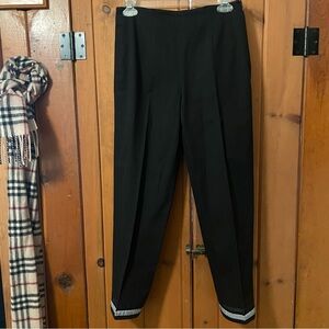 Talbots Black Stretch Pants Gingham Ribbon Cuff Detail USA Size 6